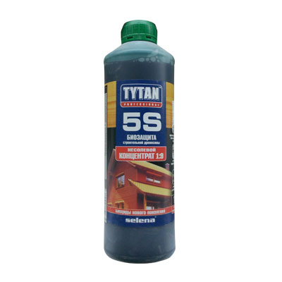 Биозащита строительной древесины Tytan 5S концентрат 1:9 зеленый, 1 л