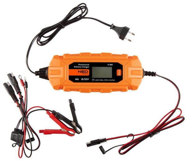 Neo Tools Зарядний пристрій автоматичний, 4A/70Вт, 3-120Ah, для кислотних/AGM/GEL акумуляторів