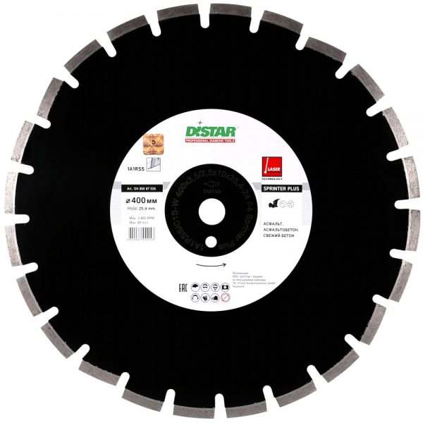 Круг алмазный отрезной Distar 1A1RSS/C1S-W 400×3,5/2,5x10x25,4-24 F4 Sprinter Plus