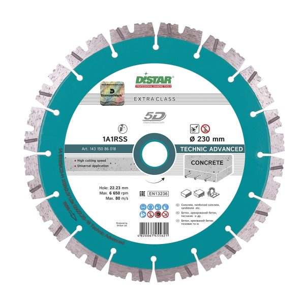 Круг алмазный отрезной Distar 1A1RSS/C3-H 232×2,6/1,8x12x22,23-16 Technic Advanced