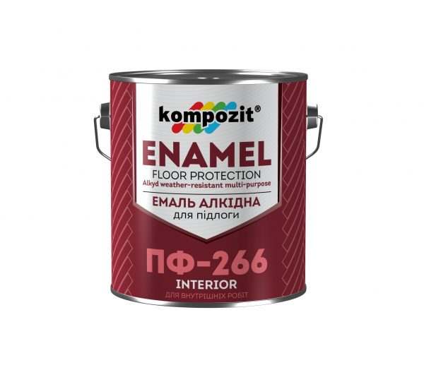 Эмаль для пола ПФ-266 Kompozit желто-коричневая, 0.9 кг