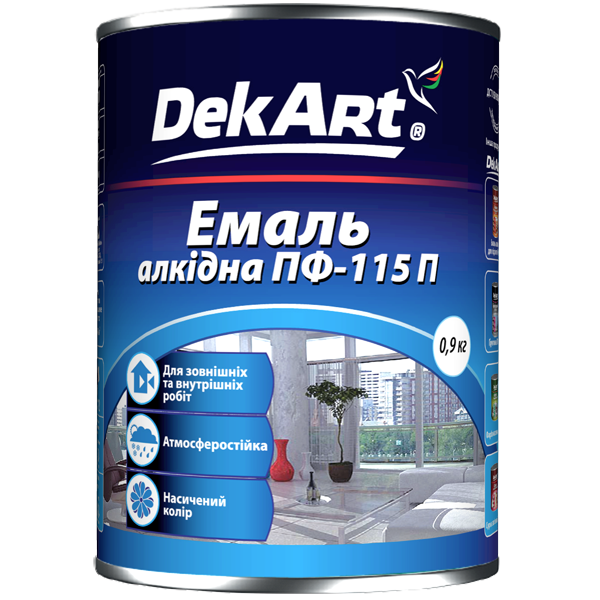 Эмаль ПФ 115 DekArt темно-серая, 0.9 кг