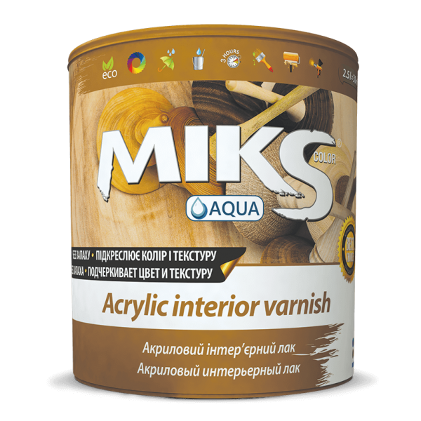 Акриловый интерьерный лак МИКС глянец, 0.75 кг