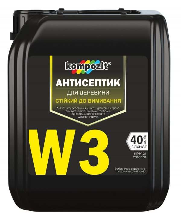 Антисептик трудновымываемый W3 Kompozit, 10 л