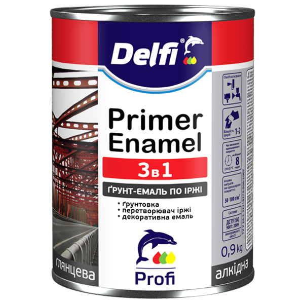 Грунт-Емаль по ржавчине 3 в 1 Delfi RAL 3005 вишневая, 0.9 кг