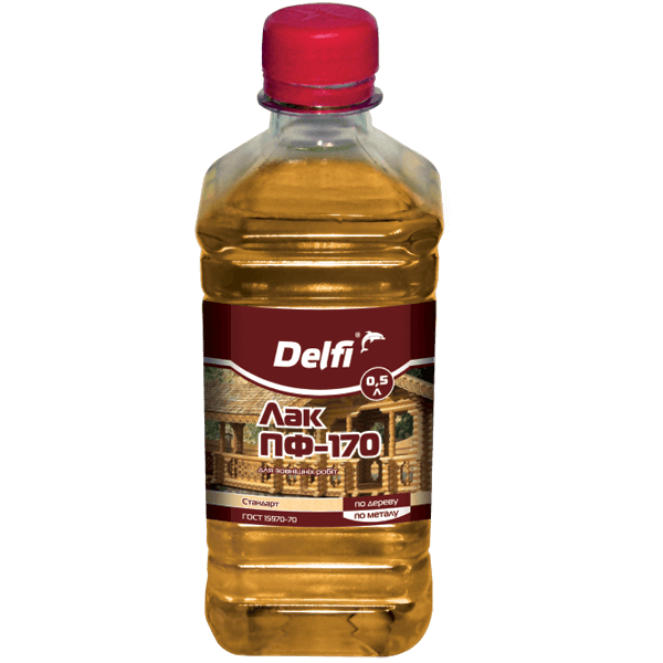 Лак для наружных работ ПФ-170 Delfi, 0.5 л